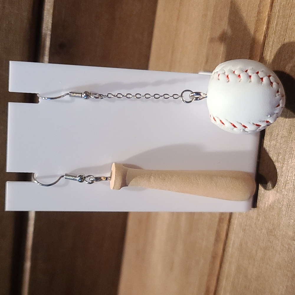 BASEBALL earrings Softball, ball and bat earrings NWT